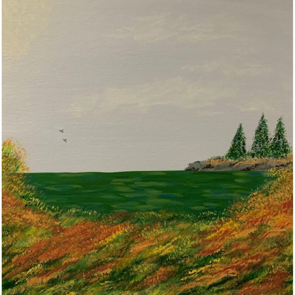 Fall Lake Escape Acrylic Painting, 12 x 12